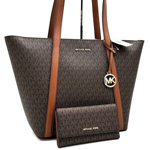 Michael Kors Pratt Large Signature Logo Tote Bag & Large Trifold Wallet